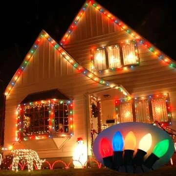 SOTOPOO C7 Vintage Christmas Lights Outdoor Multicolor Christmas Tree Lights, 25FT Colorful Christmas Lights for Home Yard Indoor Outdoor Christmas Decorations, 27Pcs E12 Bulbs (2 Spare Bulbs)