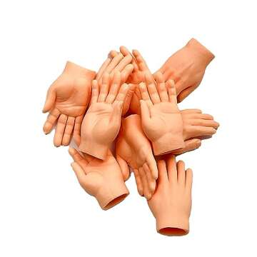 Finger Hands - 10 Pack – Premium Rubber Little Tiny Finger Hands – Fun and Realistic Design – Ideal for Puppet Show, Gag Present, Fun for All Kids!