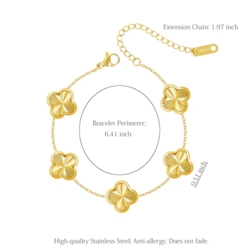 Verfimaci Clover Bracelets for Women 18K Gold Plated