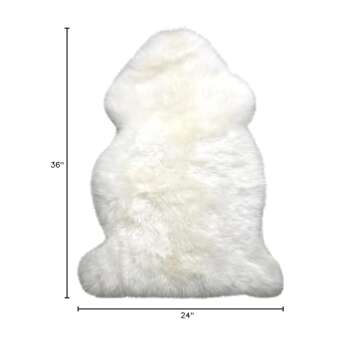 Sheepskin Ranch Real Long Wool Sheepskin Area Rug for Bedroom Living Room Office, Natural Silky Soft, Thick and Fluffy, (Large 2' x 3' Single Pelt Ivory White)