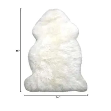 Sheepskin Ranch Real Long Wool Sheepskin Area Rug for Bedroom Living Room Office, Natural Silky Soft, Thick and Fluffy, (Large 2' x 3' Single Pelt Ivory White)
