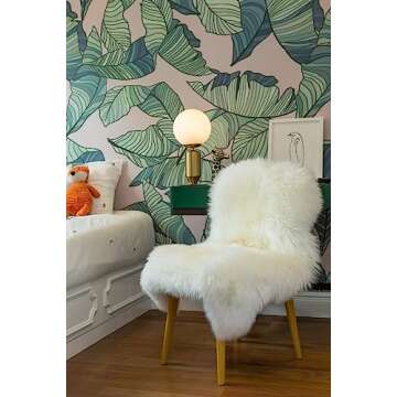 Sheepskin Ranch Real Long Wool Sheepskin Area Rug for Bedroom Living Room Office, Natural Silky Soft, Thick and Fluffy, (Large 2' x 3' Single Pelt Ivory White)