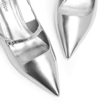 Modatope Silver Kitten Heels - Elegant Slingbacks for Women