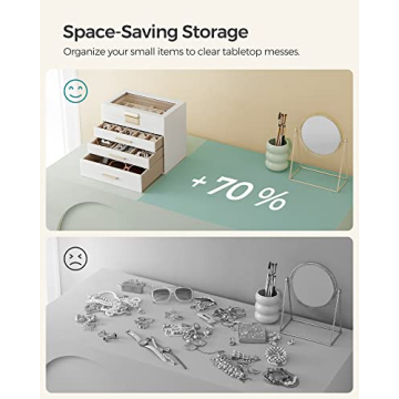 Stylish SONGMICS Jewelry Box with Glass Lid and Drawers