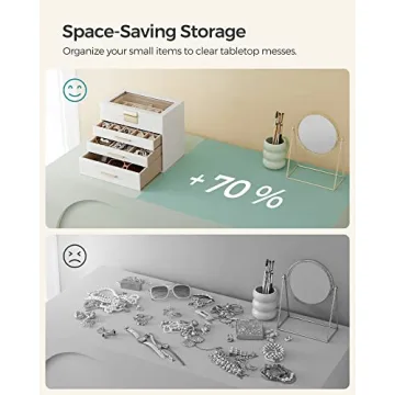 Stylish SONGMICS Jewelry Box with Glass Lid and Drawers