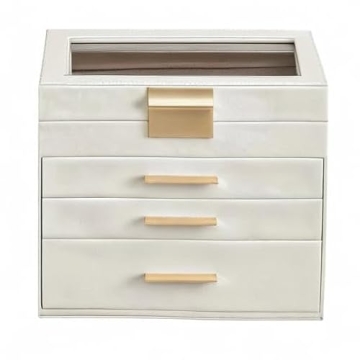 Stylish SONGMICS Jewelry Box with Glass Lid and Drawers