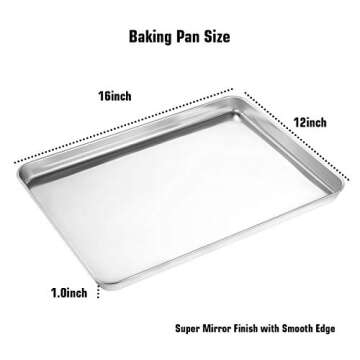 Wildone Baking Sheet Set of 2 - Stainless Steel Cookie Sheet Baking Pan, Size 16 x 12 x 1 inch, Non ...