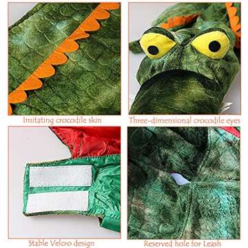 Kodervo Alligator Dog Costume - Funny Dog Costume, Halloween Dog Crocodile Costume for Small Medium Large Dogs, Funny Cosplay Dress - Dress Your Dogs Like a Croc