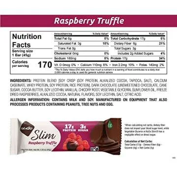 NuGo Slim Dark Chocolate Raspberry Truffle Protein Bar 12 Count