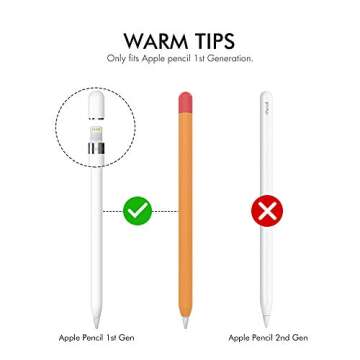 AhaStyle Duotone Case for Apple Pencil 1st Gen, Silicone Sleeve Cover with Cable Adapter Tether Kit ...