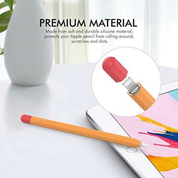 AhaStyle Duotone Case for Apple Pencil 1st Gen, Silicone Sleeve Cover with Cable Adapter Tether Kit Compatible with Apple Pencil 1st Generation(Orange)