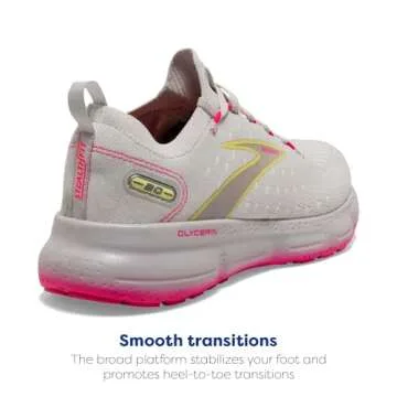 Brooks Women’s Glycerin StealthFit 20 Neutral Running Shoe - Grey/Yellow/Pink - 8.5 Medium