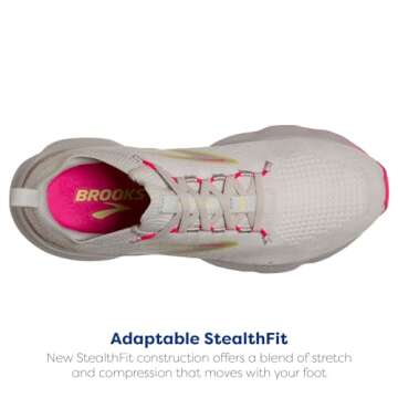 Brooks Women’s Glycerin StealthFit 20 Neutral Running Shoe - Grey/Yellow/Pink - 8.5 Medium