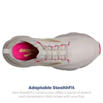 Brooks Women’s Glycerin StealthFit 20 Neutral Running Shoe - Grey/Yellow/Pink - 8.5 Medium