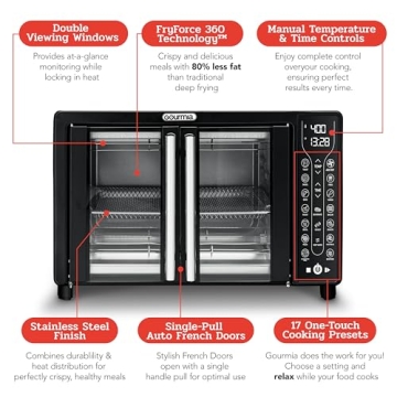 Gourmia Air Fryer Toaster Oven 17 Presets 1700W Large