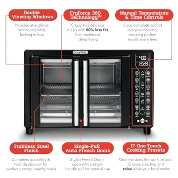 Gourmia Air Fryer Toaster Oven 17 Presets 1700W Large