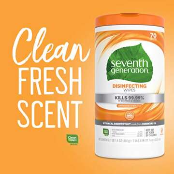 Seventh Generation Disinfecting Multi Surface Wipes, Botanical Disinfectant, 70 Count, Pack of 6