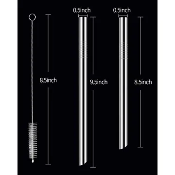 VEHHE Reusable Boba Straws - 8pcs Stainless Steel Straws with Case