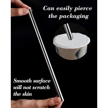 VEHHE Reusable Boba Straws - 8pcs Stainless Steel Straws with Case