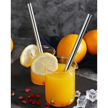 VEHHE Reusable Boba Straws - 8pcs Stainless Steel Straws with Case