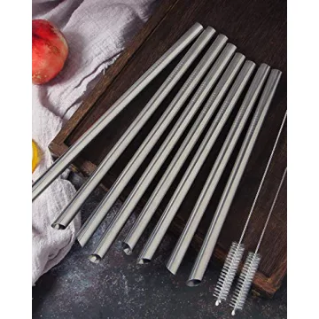 VEHHE Reusable Boba Straws - 8pcs Stainless Steel Straws with Case