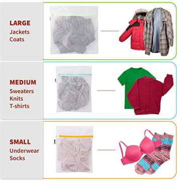 Mamlyn Mesh Laundry Bag for Delicates, Wash Bag for Underwear and Lingerie, Makeup Organizer Bag (1 Large, 2 Medium, 2 Small)