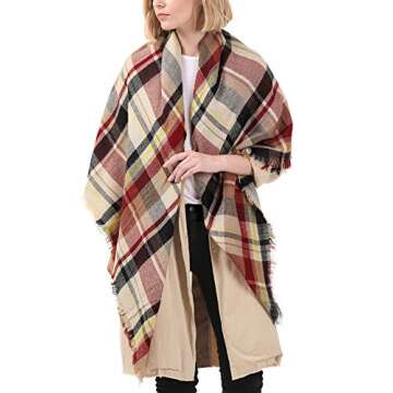 Sweet Gifts for Women - Scarves for Women Gifts Plaid Blanket Scarf Trendy Tartan Scarves Oversized Wrap Shawl Gift (One Size, A Pink Scarf)