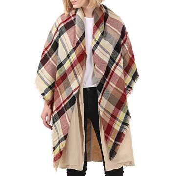 Sweet Gifts for Women - Scarves for Women Gifts Plaid Blanket Scarf Trendy Tartan Scarves Oversized Wrap Shawl Gift (One Size, A Pink Scarf)