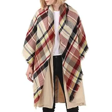 Sweet Gifts for Women - Scarves for Women Gifts Plaid Blanket Scarf Trendy Tartan Scarves Oversized Wrap Shawl Gift (One Size, A Pink Scarf)