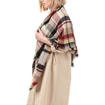 Sweet Gifts for Women - Scarves for Women Gifts Plaid Blanket Scarf Trendy Tartan Scarves Oversized Wrap Shawl Gift (One Size, A Pink Scarf)