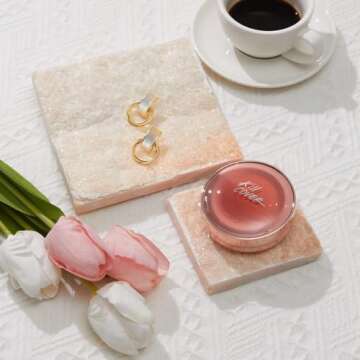 3PCS Original Design Product Photography Background Props Waterproof Hard Natural Crystal Cube Props for Photoshoot (White Pink)