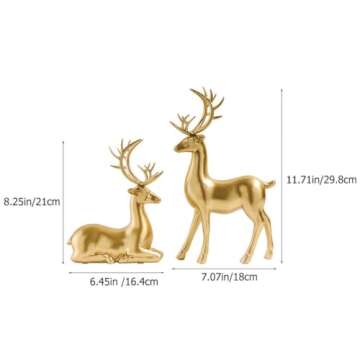 Abaodam 2pcs Resin elk ornaments christmas deer decorations reindeer statues christmas elk statue ch...