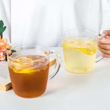 Aquach 24 oz Glass Mug Set - Durable & Stylish Cups