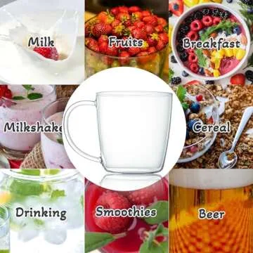 Aquach 24 oz Glass Mug Set - Durable & Stylish Cups