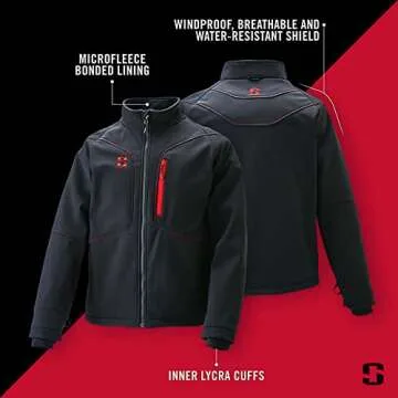 Striker Men's Climate G2 Lightweight Windproof Water-Resistant Breathable Outdoor Ice Fishing Softshell Jacket, Black, Medium