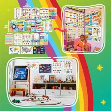 Sproutbrite 18 Educational Posters for Toddlers - Classroom Decorations - Kindergarten Homeschool Su...
