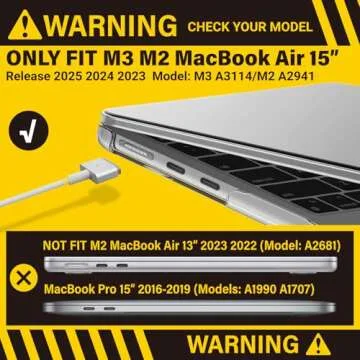 IBENZER Compatible with 2025 2024 2023 MacBook Air 15 Inch Case M3 A3114 M2 A2941, Hardshell Case& KeyboardCover& Type-C Adapter for Mac Air 15.3" Liquid Retina Display, Crystal Clear, AT15-CYCL+1TC