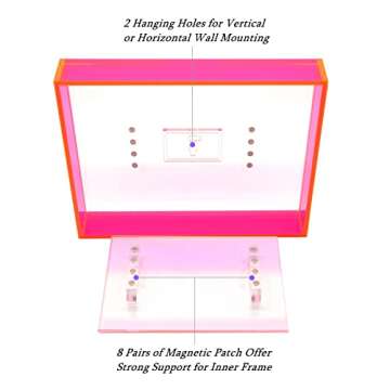 Mutellstory 5x7 Acrylic Picture Frame Neon Floating Photo Frame for Wall Mount and Tabletop Decorative in Gallery Home Office, Neon Pink