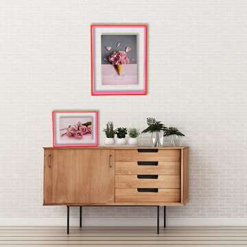 Mutellstory 5x7 Acrylic Picture Frame Neon Floating Photo Frame for Wall Mount and Tabletop Decorative in Gallery Home Office, Neon Pink