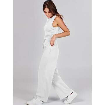 ANRABESS Womens Jumpsuits 2025 Casual Summer Dressy Romper Sleeveless Wide Leg Long Pants Outfits Fashion Travel Clothes White Large