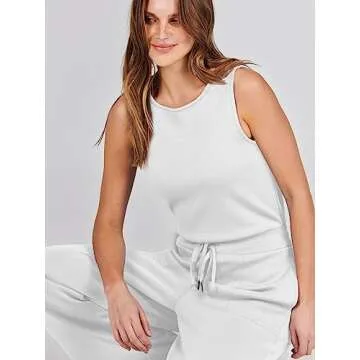 ANRABESS Womens Jumpsuits 2025 Casual Summer Dressy Romper Sleeveless Wide Leg Long Pants Outfits Fashion Travel Clothes White Large