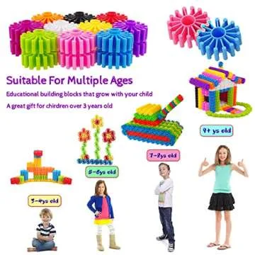 KASHIAOTE Gears Interlocking Learning Set, STEM Construction Toy Set - Building Kids Toys 180 Pcs - 10 Colors