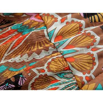 NASHALYLY Women's Chiffon Elastic High Waist Pleated A-Line Flared Maxi Skirts(Flower-205,L)