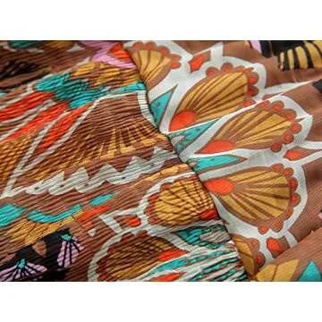 NASHALYLY Women's Chiffon Elastic High Waist Pleated A-Line Flared Maxi Skirts(Flower-205,L)