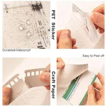 Doraking 94PCS Film Scrapbook Paper Packs for Journaling Supplies, Washi Stickers Material Papers Memos Cards Waterproof Tape Stickers for Journals Planners Aesthetic DIY Art Crafts Collage Album