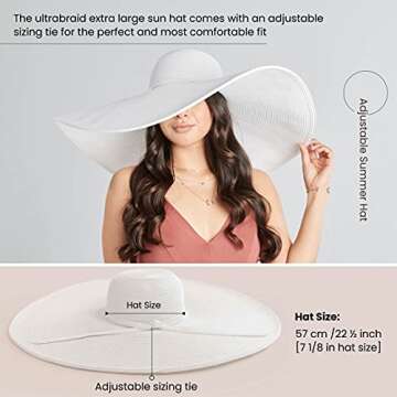 San Diego Hat Company Women's Ultrabraid X-Large Brim Hat, Adjustable Sun Hat with UPF 50+, White