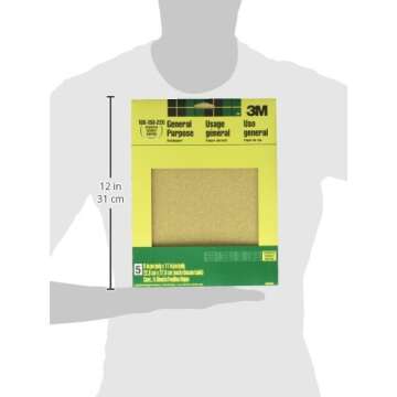 3M Aluminum Oxide Sandpaper, 5 Sheets, Assorted Grit 100-150-220, 9-in x 11-in, Multi-Purpose Abrasive Sanding Paper, For General Purpose Sanding On Paint, Wood and Metal (9005NA)