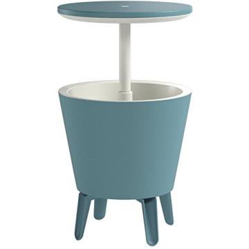 Keter Modern Cool Bar Outdoor Patio Furniture and Hot Tub Side Table with 7.5 Gallon Beer and Wine Cooler, Teal