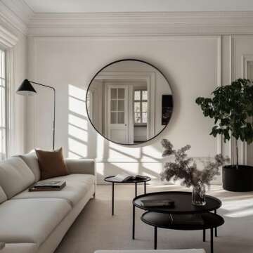 Round Mirror 48 inch, Large Circle Mirror for Wall, Round Bathroom Mirror for Living Room, Bedroom, Vanity, Entryway, Hallway