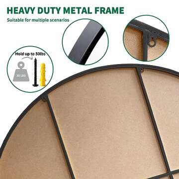 Round Mirror 48 inch, Large Circle Mirror for Wall, Round Bathroom Mirror for Living Room, Bedroom, Vanity, Entryway, Hallway